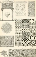 An illustration from Styles of ornament, exhibited in designs, and arranged in historical order, with descriptive text. A handbook for architects, designers, painters, sculptors, wood-carvers, chasers, modellers, cabinet-makers and artistic locksmiths as well as also for technical schools, libraries and private study (1910)