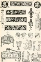 An illustration from Styles of ornament, exhibited in designs, and arranged in historical order, with descriptive text. A handbook for architects, designers, painters, sculptors, wood-carvers, chasers, modellers, cabinet-makers and artistic locksmiths as well as also for technical schools, libraries and private study (1910)