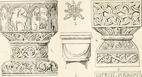 An illustration from Styles of ornament, exhibited in designs, and arranged in historical order, with descriptive text. A handbook for architects, designers, painters, sculptors, wood-carvers, chasers, modellers, cabinet-makers and artistic locksmiths as well as also for technical schools, libraries and private study (1910)