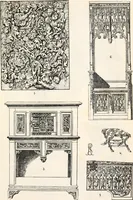 An illustration from Styles of ornament, exhibited in designs, and arranged in historical order, with descriptive text. A handbook for architects, designers, painters, sculptors, wood-carvers, chasers, modellers, cabinet-makers and artistic locksmiths as well as also for technical schools, libraries and private study (1910)