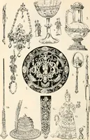 An illustration from Styles of ornament, exhibited in designs, and arranged in historical order, with descriptive text. A handbook for architects, designers, painters, sculptors, wood-carvers, chasers, modellers, cabinet-makers and artistic locksmiths as well as also for technical schools, libraries and private study (1910)