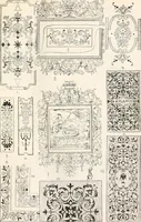 An illustration from Styles of ornament, exhibited in designs, and arranged in historical order, with descriptive text. A handbook for architects, designers, painters, sculptors, wood-carvers, chasers, modellers, cabinet-makers and artistic locksmiths as well as also for technical schools, libraries and private study (1910)