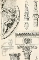 An illustration from Styles of ornament, exhibited in designs, and arranged in historical order, with descriptive text. A handbook for architects, designers, painters, sculptors, wood-carvers, chasers, modellers, cabinet-makers and artistic locksmiths as well as also for technical schools, libraries and private study (1910)