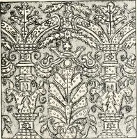 An illustration from Styles of ornament, exhibited in designs, and arranged in historical order, with descriptive text. A handbook for architects, designers, painters, sculptors, wood-carvers, chasers, modellers, cabinet-makers and artistic locksmiths as well as also for technical schools, libraries and private study (1910)