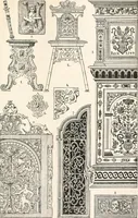 An illustration from Styles of ornament, exhibited in designs, and arranged in historical order, with descriptive text. A handbook for architects, designers, painters, sculptors, wood-carvers, chasers, modellers, cabinet-makers and artistic locksmiths as well as also for technical schools, libraries and private study (1910)