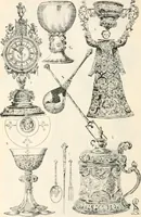 An illustration from Styles of ornament, exhibited in designs, and arranged in historical order, with descriptive text. A handbook for architects, designers, painters, sculptors, wood-carvers, chasers, modellers, cabinet-makers and artistic locksmiths as well as also for technical schools, libraries and private study (1910)