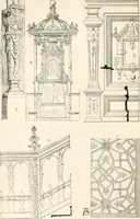 An illustration from Styles of ornament, exhibited in designs, and arranged in historical order, with descriptive text. A handbook for architects, designers, painters, sculptors, wood-carvers, chasers, modellers, cabinet-makers and artistic locksmiths as well as also for technical schools, libraries and private study (1910)