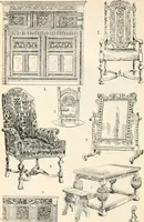 An illustration from Styles of ornament, exhibited in designs, and arranged in historical order, with descriptive text. A handbook for architects, designers, painters, sculptors, wood-carvers, chasers, modellers, cabinet-makers and artistic locksmiths as well as also for technical schools, libraries and private study (1910)