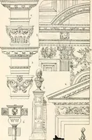 An illustration from Styles of ornament, exhibited in designs, and arranged in historical order, with descriptive text. A handbook for architects, designers, painters, sculptors, wood-carvers, chasers, modellers, cabinet-makers and artistic locksmiths as well as also for technical schools, libraries and private study (1910)