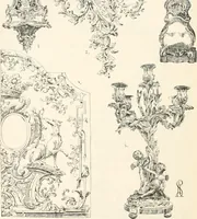 An illustration from Styles of ornament, exhibited in designs, and arranged in historical order, with descriptive text. A handbook for architects, designers, painters, sculptors, wood-carvers, chasers, modellers, cabinet-makers and artistic locksmiths as well as also for technical schools, libraries and private study (1910)