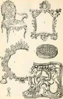 An illustration from Styles of ornament, exhibited in designs, and arranged in historical order, with descriptive text. A handbook for architects, designers, painters, sculptors, wood-carvers, chasers, modellers, cabinet-makers and artistic locksmiths as well as also for technical schools, libraries and private study (1910)