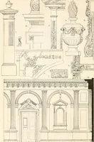 An illustration from Styles of ornament, exhibited in designs, and arranged in historical order, with descriptive text. A handbook for architects, designers, painters, sculptors, wood-carvers, chasers, modellers, cabinet-makers and artistic locksmiths as well as also for technical schools, libraries and private study (1910)