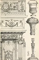 An illustration from Styles of ornament, exhibited in designs, and arranged in historical order, with descriptive text. A handbook for architects, designers, painters, sculptors, wood-carvers, chasers, modellers, cabinet-makers and artistic locksmiths as well as also for technical schools, libraries and private study (1910)