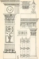 An illustration from Styles of ornament, exhibited in designs, and arranged in historical order, with descriptive text. A handbook for architects, designers, painters, sculptors, wood-carvers, chasers, modellers, cabinet-makers and artistic locksmiths as well as also for technical schools, libraries and private study (1910)