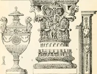 An illustration from Styles of ornament, exhibited in designs, and arranged in historical order, with descriptive text. A handbook for architects, designers, painters, sculptors, wood-carvers, chasers, modellers, cabinet-makers and artistic locksmiths as well as also for technical schools, libraries and private study (1910)