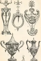An illustration from Styles of ornament, exhibited in designs, and arranged in historical order, with descriptive text. A handbook for architects, designers, painters, sculptors, wood-carvers, chasers, modellers, cabinet-makers and artistic locksmiths as well as also for technical schools, libraries and private study (1910)