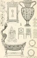 An illustration from Styles of ornament, exhibited in designs, and arranged in historical order, with descriptive text. A handbook for architects, designers, painters, sculptors, wood-carvers, chasers, modellers, cabinet-makers and artistic locksmiths as well as also for technical schools, libraries and private study (1910)
