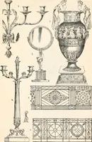 An illustration from Styles of ornament, exhibited in designs, and arranged in historical order, with descriptive text. A handbook for architects, designers, painters, sculptors, wood-carvers, chasers, modellers, cabinet-makers and artistic locksmiths as well as also for technical schools, libraries and private study (1910)
