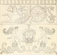 An illustration from Styles of ornament, exhibited in designs, and arranged in historical order, with descriptive text. A handbook for architects, designers, painters, sculptors, wood-carvers, chasers, modellers, cabinet-makers and artistic locksmiths as well as also for technical schools, libraries and private study (1910)