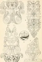 An illustration from Styles of ornament, exhibited in designs, and arranged in historical order, with descriptive text. A handbook for architects, designers, painters, sculptors, wood-carvers, chasers, modellers, cabinet-makers and artistic locksmiths as well as also for technical schools, libraries and private study (1910)