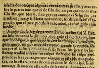 An illustration from Sudor, y lagrimas de Maria Santissima en su santa imagen de la Misericordia. : Reconocidas a 29. de setiembre dia del Arcangel S. Miguel año de 1675. Veneradas en la Capilla de Loreto de la Iglesia de la Compañia de Jesus en el Presidio, y Puerto del Callao. Segun consta del processo juridico hecho ante el juez ordinario de orden del ilustrissimo y reuerendissimo señor D. Fr. Juan de Almoguera ar{u0063}obispo de Lima del consejo de su Magestad. Que escribe ... la noble Congregacion de la SS. Virgen de Loreto del Puerto del Callao. (1676)