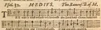 An illustration from The Whole booke of Psalmes : with the hymnes evangelicall, and songs spirituall ; composed into 4 parts by sundry authors, with such severall tunes as have beene, and are usually sung in England, Scotland, Wales, Germany, Italy, France, and the Netherlands ... (1633)