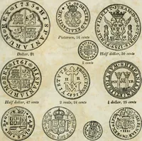 An illustration from Supplement to Thompson's Bank note reporter, containing 750 fac-similes of the various gold and silver coins, most generally found in circulation (1850)