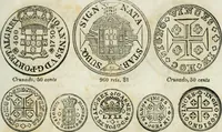 An illustration from Supplement to Thompson's Bank note reporter, containing 750 fac-similes of the various gold and silver coins, most generally found in circulation (1850)