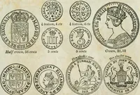 An illustration from Supplement to Thompson's Bank note reporter, containing 750 fac-similes of the various gold and silver coins, most generally found in circulation (1850)