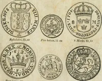 An illustration from Supplement to Thompson's Bank note reporter, containing 750 fac-similes of the various gold and silver coins, most generally found in circulation (1850)