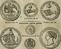 An illustration from Supplement to Thompson's Bank note reporter, containing 750 fac-similes of the various gold and silver coins, most generally found in circulation (1850)