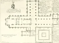 An illustration from A survey of the cathedrals of York, Durham, Carlisle, Chester, Man, Litchfield, Hereford, Worcester, Gloucester, Bristol, Lincoln, Ely, Oxford, Peterborough, Canterbury, Rochester, London, Winchester, Chichester, Norwich, Salisbury, Wells, Exeter, St. Davids, Landaff, Bangor, and St. Asaph : containing an history of their foundations, builders, antient monuments, and inscriptions, endowments, alienations, sales of lands, patronages ... : with an exact account of all the churches and chapels in each diocese, distinguished under their proper archdeaconries and deanries, to what saints dedicated, who patrons of them, and to what religious houses appropriated : the whole extracted from numerous collections out of the registers of every particular see ... : and illustrated with thirty-two curious draughts ... : in three volumes (1742)