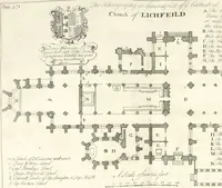 Picture 25 of 32 from A survey of the cathedrals of York, Durham, Carlisle, Chester, Man, Litchfield, Hereford, Worcester, Gloucester, Bristol, Lincoln, Ely, Oxford, Peterborough, Canterbury, Rochester, London, Winchester, Chichester, Norwich, Salisbury, Wells, Exeter, St. Davids, Landaff, Bangor, and St. Asaph : containing an history of their foundations, builders, antient monuments, and inscriptions, endowments, alienations, sales of lands, patronages ... : with an exact account of all the churches and chapels in each diocese, distinguished under their proper archdeaconries and deanries, to what saints dedicated, who patrons of them, and to what religious houses appropriated : the whole extracted from numerous collections out of the registers of every particular see ... : and illustrated with thirty-two curious draughts ... : in three volumes (1742), leaf 425