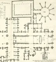 Picture 19 of 23 from A survey of the cathedrals of York, Durham, Carlisle, Chester, Man, Litchfield, Hereford, Worcester, Gloucester, Bristol, Lincoln, Ely, Oxford, Peterborough, Canterbury, Rochester, London, Winchester, Chichester, Norwich, Salisbury, Wells, Exeter, St. Davids, Landaff, Bangor, and St. Asaph : containing an history of their foundations, builders, antient monuments, and inscriptions, endowments, alienations, sales of lands, patronages ... : with an exact account of all the churches and chapels in each diocese, distinguished under their proper archdeaconries and deanries, to what saints dedicated, who patrons of them, and to what religious houses appropriated : the whole extracted from numerous collections out of the registers of every particular see ... : and illustrated with thirty-two curious draughts ... : in three volumes (1742), leaf 297