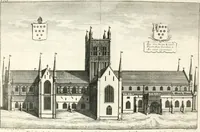 An illustration from A survey of the cathedrals of York, Durham, Carlisle, Chester, Man, Litchfield, Hereford, Worcester, Gloucester, Bristol, Lincoln, Ely, Oxford, Peterborough, Canterbury, Rochester, London, Winchester, Chichester, Norwich, Salisbury, Wells, Exeter, St. Davids, Landaff, Bangor, and St. Asaph : containing an history of their foundations, builders, antient monuments, and inscriptions, endowments, alienations, sales of lands, patronages ... : with an exact account of all the churches and chapels in each diocese, distinguished under their proper archdeaconries and deanries, to what saints dedicated, who patrons of them, and to what religious houses appropriated : the whole extracted from numerous collections out of the registers of every particular see ... : and illustrated with thirty-two curious draughts ... : in three volumes (1742)