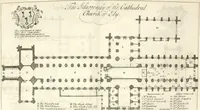 Picture 2 of 25 from A survey of the cathedrals of York, Durham, Carlisle, Chester, Man, Litchfield, Hereford, Worcester, Gloucester, Bristol, Lincoln, Ely, Oxford, Peterborough, Canterbury, Rochester, London, Winchester, Chichester, Norwich, Salisbury, Wells, Exeter, St. Davids, Landaff, Bangor, and St. Asaph : containing an history of their foundations, builders, antient monuments, and inscriptions, endowments, alienations, sales of lands, patronages ... : with an exact account of all the churches and chapels in each diocese, distinguished under their proper archdeaconries and deanries, to what saints dedicated, who patrons of them, and to what religious houses appropriated : the whole extracted from numerous collections out of the registers of every particular see ... : and illustrated with thirty-two curious draughts ... : in three volumes (1742), leaf 9