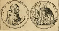 An illustration from Sylloge numismatum elegantiorum, quae diuersi impp., reges, principes, comites, respublicae diuersas ob causas ab anno 1500 ad annum usq[ue] 1600 cudi fecerunt, concinnata & historica narratione (sed breui) illustrata (1620)