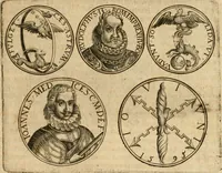 An illustration from Sylloge numismatum elegantiorum, quae diuersi impp., reges, principes, comites, respublicae diuersas ob causas ab anno 1500 ad annum usq[ue] 1600 cudi fecerunt, concinnata & historica narratione (sed breui) illustrata (1620)
