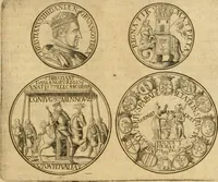 An illustration from Sylloge numismatum elegantiorum, quae diuersi impp., reges, principes, comites, respublicae diuersas ob causas ab anno 1500 ad annum usq[ue] 1600 cudi fecerunt, concinnata & historica narratione (sed breui) illustrata (1620)