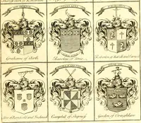 An illustration from A system of heraldry : speculative and practical : with the true art of blazon, according to the most approved heralds in Europe : illustrated with suitable examples of armorial figures, and achievements of the most considerable surnames and families in Scotland, &c. : together with historical and genealogical memorials relative thereto (1804)
