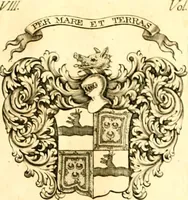 An illustration from A system of heraldry : speculative and practical : with the true art of blazon, according to the most approved heralds in Europe : illustrated with suitable examples of armorial figures, and achievements of the most considerable surnames and families in Scotland, &c. : together with historical and genealogical memorials relative thereto (1804)