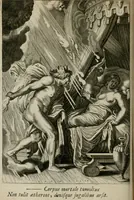 An illustration from Tableaux du temple des muses : tirez du cabinet de feu Mr. Favereau, conseiller du roy en sa Cour des Aydes, & gravez en tailles-douces par les meilleurs maistres de son temps, pour representer les vertus & les vices, sur les plus illustres fables de l'antiquité : avec les descriptions, remarques & annotations (1676)