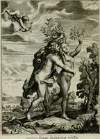 An illustration from Tableaux du temple des muses : tirez du cabinet de feu Mr. Favereau, conseiller du roy en sa Cour des Aydes, & gravez en tailles-douces par les meilleurs maistres de son temps, pour representer les vertus & les vices, sur les plus illustres fables de l'antiquité : avec les descriptions, remarques & annotations (1676)