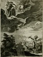 An illustration from Tableaux du temple des muses : tirez du cabinet de feu Mr. Favereau, conseiller du roy en sa Cour des Aydes, & gravez en tailles-douces par les meilleurs maistres de son temps, pour representer les vertus & les vices, sur les plus illustres fables de l'antiquité : avec les descriptions, remarques & annotations (1676)