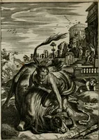 An illustration from Tableaux du temple des muses : tirez du cabinet de feu Mr. Favereau, conseiller du roy en sa Cour des Aydes, & gravez en tailles-douces par les meilleurs maistres de son temps, pour representer les vertus & les vices, sur les plus illustres fables de l'antiquité : avec les descriptions, remarques & annotations (1676)