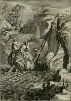 An illustration from Tableaux du temple des muses : tirez du cabinet de feu Mr. Favereau, conseiller du roy en sa Cour des Aydes, & gravez en tailles-douces par les meilleurs maistres de son temps, pour representer les vertus & les vices, sur les plus illustres fables de l'antiquité : avec les descriptions, remarques & annotations (1676)