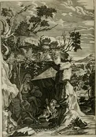 An illustration from Tableaux du temple des muses : tirez du cabinet de feu Mr. Favereau, conseiller du roy en sa Cour des Aydes, & gravez en tailles-douces par les meilleurs maistres de son temps, pour representer les vertus & les vices, sur les plus illustres fables de l'antiquité : avec les descriptions, remarques & annotations (1676)