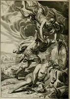 An illustration from Tableaux du temple des muses : tirez du cabinet de feu Mr. Favereau, conseiller du roy en sa Cour des Aydes, & gravez en tailles-douces par les meilleurs maistres de son temps, pour representer les vertus & les vices, sur les plus illustres fables de l'antiquité : avec les descriptions, remarques & annotations (1676)