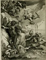 An illustration from Tableaux du temple des muses : tirez du cabinet de feu Mr. Favereau, conseiller du roy en sa Cour des Aydes, & gravez en tailles-douces par les meilleurs maistres de son temps, pour representer les vertus & les vices, sur les plus illustres fables de l'antiquité : avec les descriptions, remarques & annotations (1676)