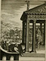 An illustration from Tableaux du temple des muses : tirez du cabinet de feu Mr. Favereau, conseiller du roy en sa Cour des Aydes, & gravez en tailles-douces par les meilleurs maistres de son temps, pour representer les vertus & les vices, sur les plus illustres fables de l'antiquité : avec les descriptions, remarques & annotations (1676)
